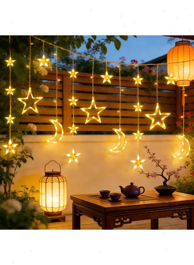 يواوليتي أضواء رمضانية متلألئة، أضواء نجوم وقمر مع جهاز تحكم عن بعد وحافظة بطارية أضواء زينة بيضاء دافئة لزينة رمضان - Image 4